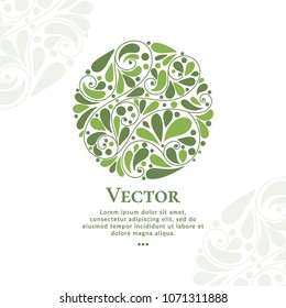 Vector emblem. Can be used for organic products, jewelry, beauty and fashion industry. Great for logo, invitation, flyer, menu, brochure, banner, packaging, background or any desired idea.