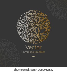 Vector emblem. Can be used for jewelry, beauty and fashion industry. Elegant, classic elements. Great for logo, monogram, invitation, flyer, menu, brochure, packaging, background, or any desired idea