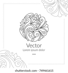 Vector emblem. Can be used for organic products, jewelry, beauty and fashion industry. Great for logo, invitation, flyer, menu, brochure, business card, banner, background or any desired idea.