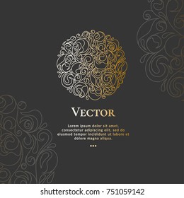 Vector emblem. Can be used for organic products, jewelry, beauty and fashion industry. Great for logo, invitation, flyer, menu, brochure, business card, banner, background, or any desired idea.