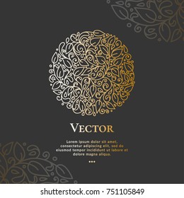 Vector emblem. Can be used for organic products, jewelry, beauty and fashion industry. Great for logo, invitation, flyer, menu, brochure, business card, banner, background, or any desired idea.