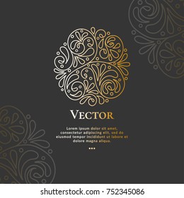 Vector emblem. Can be used for organic products, jewelry, beauty and fashion industry. Great for logo, invitation, flyer, menu, brochure, business card, banner, background, or any desired idea.