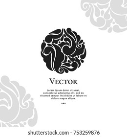 Vector emblem. Can be used for organic products, jewelry, beauty and fashion industry. Great for logo, invitation, flyer, menu, brochure, business card, banner, background, or any desired idea.