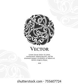 Vector emblem. Can be used for organic products, jewelry, beauty and fashion industry. Great for logo, invitation, flyer, menu, brochure, business card, banner, background, or any desired idea.
