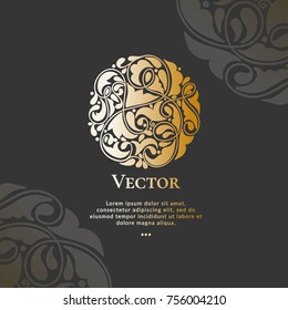 Vector emblem. Can be used for organic products, jewelry, beauty and fashion industry. Great for logo, invitation, flyer, menu, brochure, business card, banner, background, or any desired idea.
