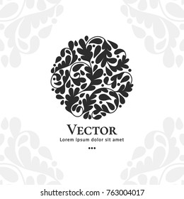 Vector emblem. Can be used for organic products, jewelry, beauty and fashion industry. Great for logo, invitation, flyer, menu, brochure, business card, banner, background, or any desired idea.