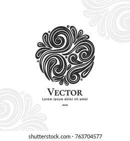 Vector emblem. Can be used for organic products, jewelry, beauty and fashion industry. Great for logo, invitation, flyer, menu, brochure, business card, banner, background, or any desired idea.