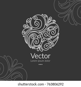 Vector emblem. Can be used for organic products, jewelry, beauty and fashion industry. Great for logo, invitation, flyer, menu, brochure, business card, banner, background, or any desired idea.