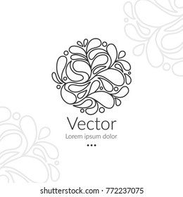Vector emblem. Can be used for organic products, jewelry, beauty and fashion industry. Great for logo, invitation, flyer, menu, brochure, business card, banner, background, or any desired idea.