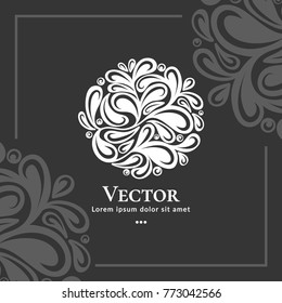 Vector emblem. Can be used for organic products, jewelry, beauty and fashion industry. Great for logo, invitation, flyer, menu, brochure, business card, banner, background, or any desired idea.