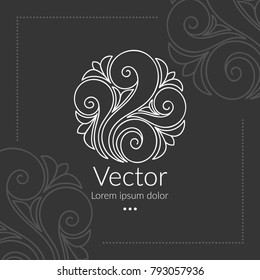 Vector emblem. Can be used for jewelry, beauty and fashion industry. Elegant, classic elements. Great for logo, monogram, invitation, flyer, menu, brochure, postcard, background, or any desired idea.