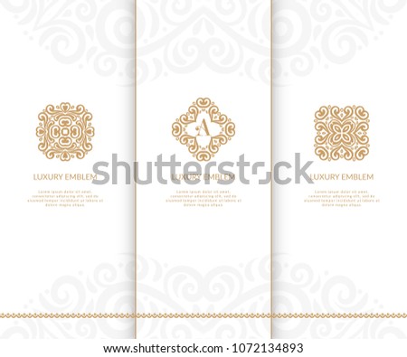 Vector emblem. Can be used for jewelry, beauty and fashion industry. Elegant, classic elements. Great for logo, monogram, invitation, flyer, menu, brochure, packaging, background, or any desired idea