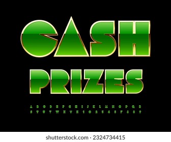 Vector Emblem Cash Prizes. Modern Premium Font. Chic Alphabet Letters and Numbers set