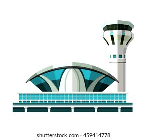 vector emblem, design element, the airport building isolated on white background