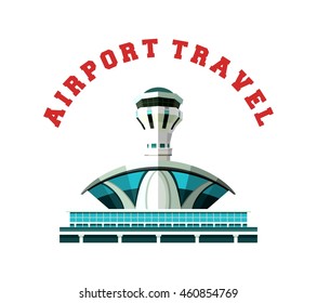 vector emblem, design element, the airport building isolated on white background