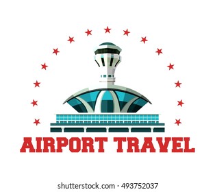 vector emblem, design element, the airport building isolated on white background