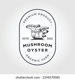 Vector emblem design oyster mushroom organic farm.