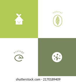 Vector emblem design set, Icons for natural or eco products.
