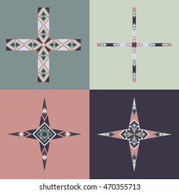 Vector emblem design templates and patterns. Abstract decorative icons. Set of creative crosses.