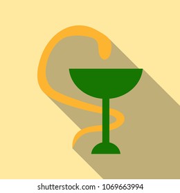 Vector emblem for drugstore or medicine the snake wrapped the vessel