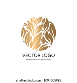Vector emblem. Elegant, classic elements. Can be used for jewelry, beauty and fashion industry. Great for logo, monogram, invitation, flyer, menu, brochure, postcard, background, or any desired idea.