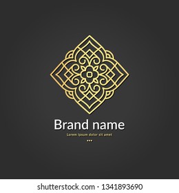 Vector emblem. Elegant, classic elements. Can be used for jewelry, beauty and fashion industry. Great for logo, monogram, invitation, flyer, menu, brochure, background, or any desired idea.