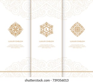 Vector emblem. Elegant, classic, lace elements. Can be used for jewelry, beauty and fashion industry. Great for logo, invitation, flyer, menu, brochure, postcard, background, or any desired idea.