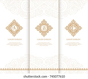 Vector emblem. Elegant, classic, lace elements. Can be used for jewelry, beauty and fashion industry. Great for logo, invitation, flyer, menu, brochure, postcard, background, or any desired idea.