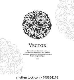 Vector emblem. Elegant, classic, lace elements. Can be used for jewelry, beauty and fashion industry. Great for logo, invitation, flyer, menu, brochure, postcard, background, or any desired idea.