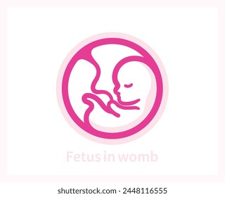 vector emblem of a fetus in belly - pregnancy logo - gynecologist clinic logo - fetal