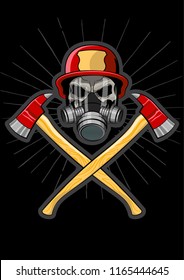 Vector Emblem Firefighter's Skull and Crossed Axes 