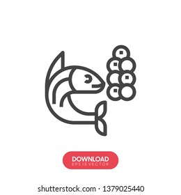 vector emblem fish caviar in spoon isolated on white background caviar emblem - Vector