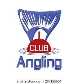 vector emblem of fishing with float silhouette and type angling