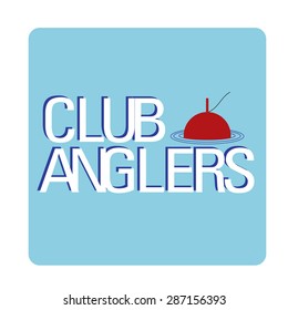 vector emblem of fishing with float silhouette and type angling