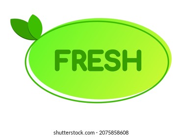 Vector emblem of a fresh product, also, vegetarian and natural product symbol with graphic elements of leaves 
