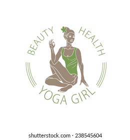 Vector Emblem Girl in Yoga pose