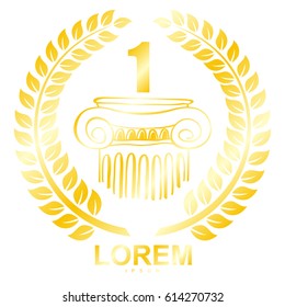 Vector emblem in the Greek style wreath of ears and and capitals of columns.