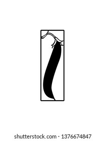 Vector emblem of hand drawn green pea pod made with pen and ink in solid frame. Beautiful food design elements