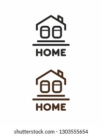 Vector emblem with a house. Design element for real estate, renovation, interior. Logo for real estate agency. House icon.