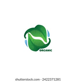 Emblema vectorial con una hoja sobre un tema natural sobre un fondo blanco. Ecología. Plantas.