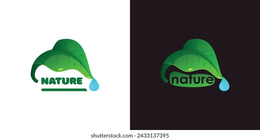 Vector emblema con una hoja sobre un tema de la naturaleza sobre un fondo blanco. Ecología. Plantas.