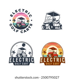 Vector emblem logo illustrations for electric golf cart rental service