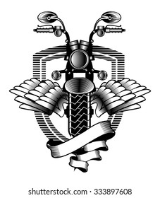 vector emblem motorcycle Steam punk on a background