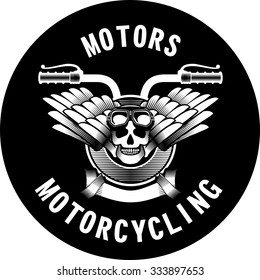 vector emblem motorcycle Steam punk on a black background