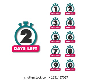 Vector emblem with the number of days remaining 3d. label, alarm clock flat with ribbon, best deal symbol illustration. perfect for promotion, sale, landing page, template, web, mobile app, banner