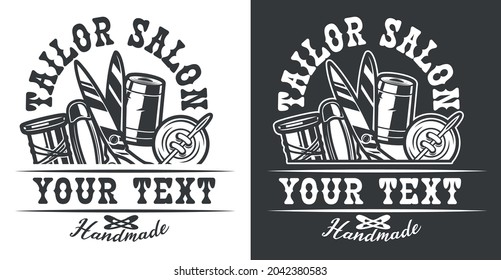 Vector emblem on the tailor salon theme. The text is in a separate group