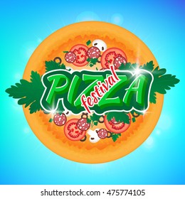 Vector Emblem to the Pizza Festival. Use this vector illustration for design your website or publications.