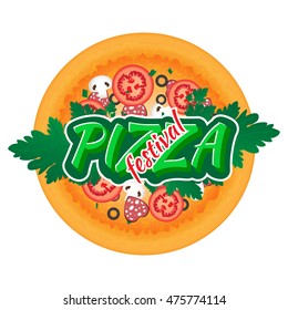 Vector Emblem to the Pizza Festival. Use this vector illustration for design your website or publications.