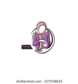 vector emblem of a pregnant mother , baby is inside the belly, gynecologist clinic logo design