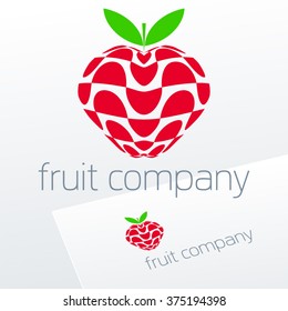 Vector emblem with red fruit. Logo for Business, Ecology and Cosmetics.